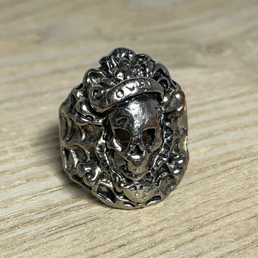 Cosplay Pirates of the Caribbean Skull Ring Silver